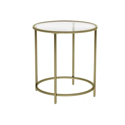 Breebe Golden Glass Round Side Table With Metal Frame