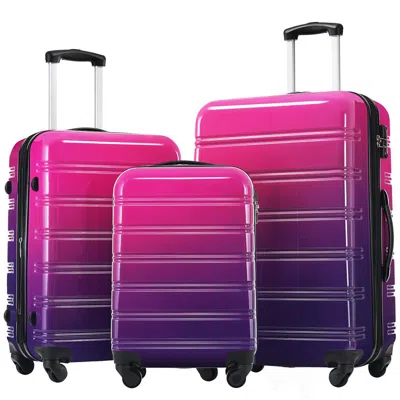 Breebe Gradient Color Expandable Hardshell Luggage Set With Spinner Wheels And Tsa Lock, 20' 24' 28' Availa In Purple