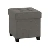 Breebe Gray Small Cube Storage Ottoman Stool
