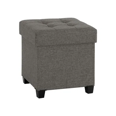 Breebe Gray Small Cube Storage Ottoman Stool