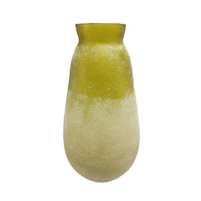 Breebe Green Decorative Glass Flower Vase 6.5 X 12.5 Inch Home Decor Accent