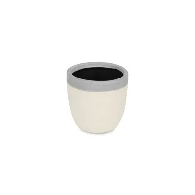 Breebe Grey And Ivory Ceramic 41 Ounce Crackle Round Distressed Pot Planter In Multi