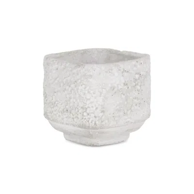 Breebe Grey Cement 106 Ounce Crackle Square Distressed Pot Planter In White
