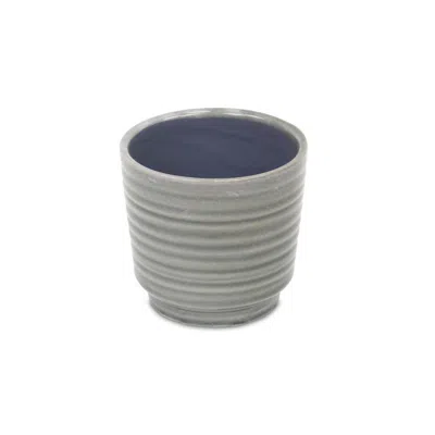 Breebe Grey Ceramic 23 Ounce Striped Round Distressed Pot Planter In Gray