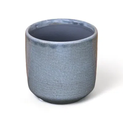Breebe Grey Ceramic 44 Ounce Crackle Mosaic Round Distressed Pot Planter In Blue