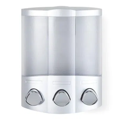 Breebe Grey Heavy Duty Plastic Three Chamber Wall Mount Soap Dispenser