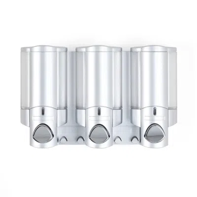 Breebe Grey Heavy Duty Plastic Three Chamber Wall Mount Soap Dispenser