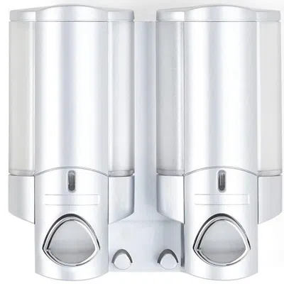 Breebe Grey Heavy Duty Plastic Two Chamber Wall Mount Soap Dispenser