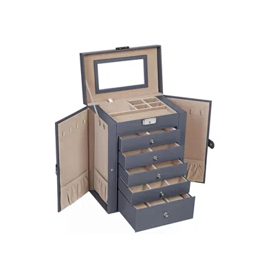 Breebe Grey Jewelry Storage Box With 6 Drawers