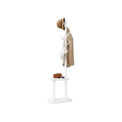 Breebe Hall Coat Tree With 8 Hooks And Storage Shelf In White