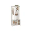 Breebe Hall Tree With Bench And Shoe Storage With 7 Double Hooks In White