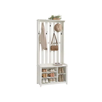 Breebe Hall Tree With Bench And Shoe Storage With 7 Double Hooks In White