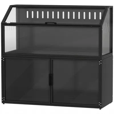 Breebe Hamster Cage With Storage Cabinet And Acrylic Viewing Panels In Black