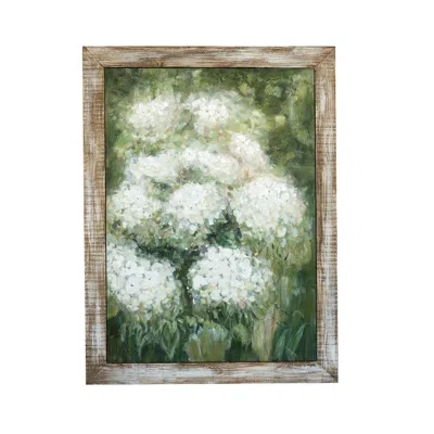 Breebe Hand Painted White Allium Art Green Backdrop Rustic Fir Frame 35.4 X 47.2 Inches In Multi