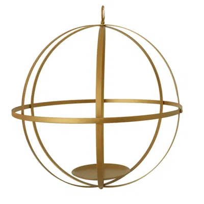 Breebe Hanging Sphere Candle Holder Gold Wrought Iron Open Frame Floral Display - Centerpiece Ball 12"