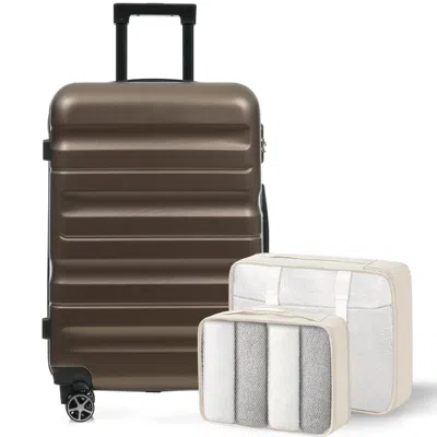 Breebe Hardshell Abs Luggage Set, 24-inch Checked Suitcase With Spinner Wheels, Lightweight Travel Luggage 