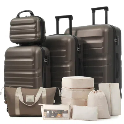 Breebe Hardshell Abs Luggage Set - Lightweight & Durable Suitcases With Dual Spinner Wheels, Carry-on & Che In Brown