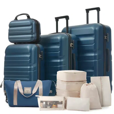 Breebe Hardshell Abs Luggage Set, Lightweight Suitcases With Dual Spinner Wheels, Carry-on & Checked Sizes In Blue