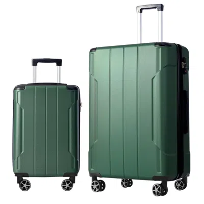 Breebe Hardshell Abs Luggage Sets 2 Piece Suitcase Set Expandable With Tsa Lock Spinner Wheels For Men Wome In Green