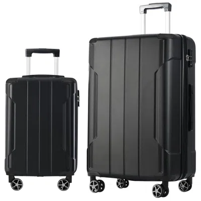 Breebe Hardshell Abs Luggage Sets 2 Piece Suitcase Set Expandable With Tsa Lock Spinner Wheels For Men Wome In Black