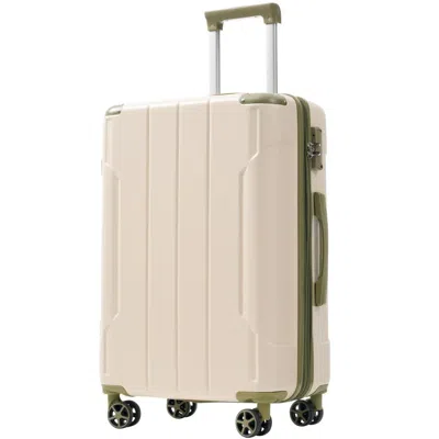 Breebe Hardshell Luggage, Lightweight Durable Abs Suitcases With Double Wheels, Expandable 24 Inch Checked  In Neutral