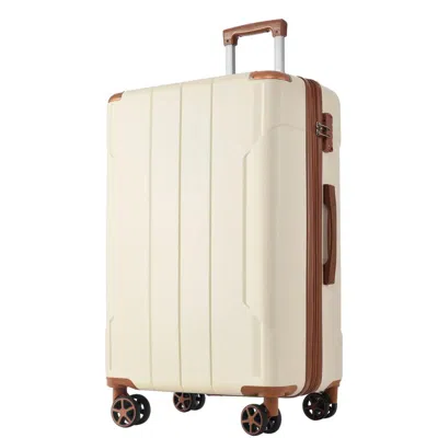 Breebe Hardshell Luggage, Lightweight Durable Abs Suitcases With Double Wheels, Expandable 28-inch Checked  In Neutral