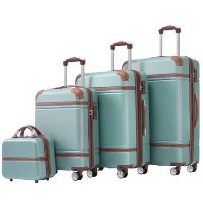 Breebe Hardshell Luggage Set 4 Pieces With Tsa Lock, Lightweight Abs, Green
