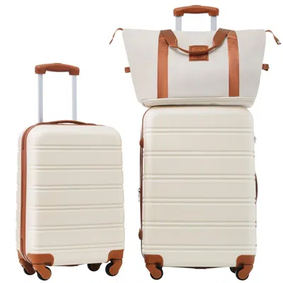 Breebe Hardshell Luggage Sets 2pcs + Bag Spinner Suitcase With Tsa Lock Lightweight 20' + 24' In Neutral
