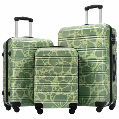 Breebe Hardshell Luggage Sets 3 Pcs Spinner Suitcase With Tsa Lock Lightweight-20'+24'+28' Luggages In Green