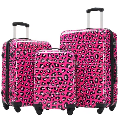 Breebe Hardshell Luggage Sets 3 Pcs Spinner Suitcase With Tsa Lock Lightweight-20'+24'+28' Luggages In Pink