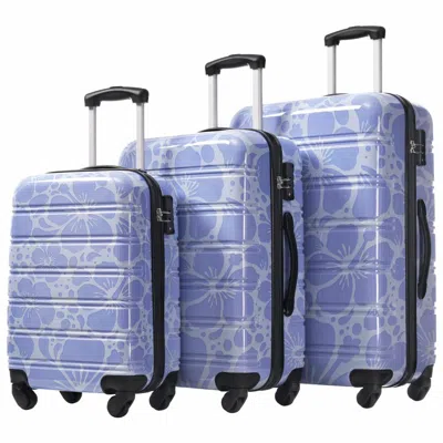 Breebe Hardshell Luggage Sets 3 Pcs Spinner Suitcase With Tsa Lock Lightweight-20'+24'+28' Luggages In Blue