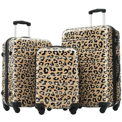 Breebe Hardshell Luggage Sets 3 Pcs Spinner Suitcase With Tsa Lock Lightweight-20'+24'+28' Luggages In Brown