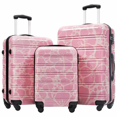 Breebe Hardshell Luggage Sets 3 Pcs Spinner Suitcase With Tsa Lock Lightweight-20'+24'+28' Luggages In Pink