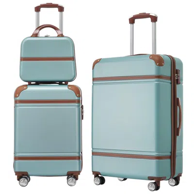 Breebe Hardshell Luggage Sets 3 Pieces 20'+24' With Cosmetic Case Spinner Suitcase Tsa Lock Lightweight Gre In Blue