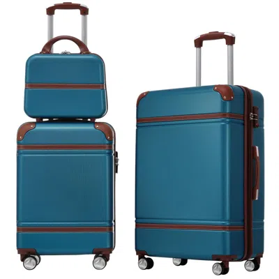 Breebe Hardshell Luggage Sets 3 Pieces With Tsa Lock, Blue, Lightweight Abs Material, 20'+24' Spinner Suitc