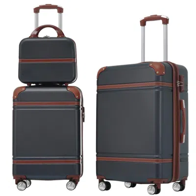 Breebe Hardshell Luggage Sets 3 Pieces With Tsa Lock, Lightweight, Black, Abs Material, 20'+24' Spinner Sui In White