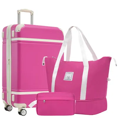 Breebe Hardshell Luggage Sets With Bags Lightweight Suitcase Double Spinner Wheels With Tsa Lock,single Vin In Pink