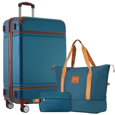 Breebe Hardshell Luggage Sets With Bags Lightweight Suitcase Double Spinner Wheels With Tsa Lock,single Vin In Blue