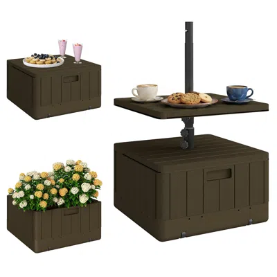 Breebe Heavy Duty Patio Umbrella Base With Wheels And Tray In Gray