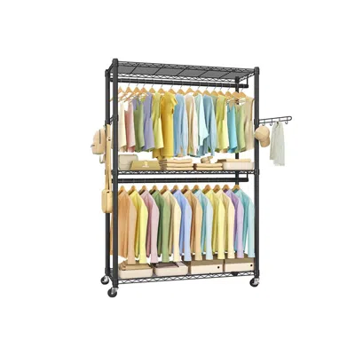 Breebe Heavy-duty Rolling Clothes Rack - Large In Black
