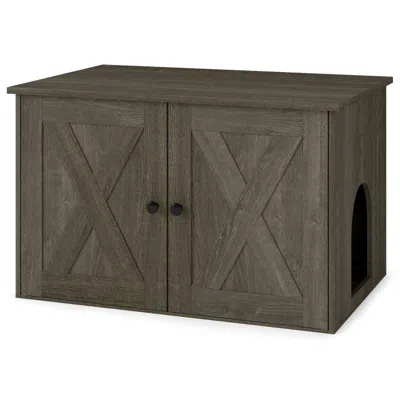 Breebe Hidden Cat Litter Box Enclosure Furniture With Divider In Gray