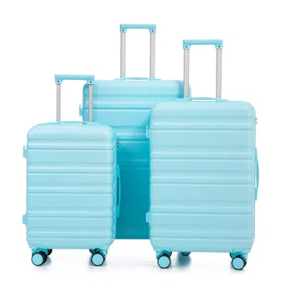 Breebe Hifine Tourist 20'/24'/28' 3 Pcs/set In Abs Spinner Wheel Luggage, Carry On Suitcase, Matching Color In Blue