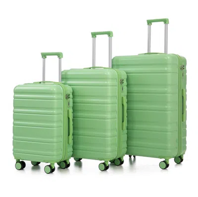 Breebe Hifine Tourist 20'/24'/28' 3 Pcs/set In Abs Spinner Wheel Luggage, Carry On Suitcase, Matching Color In Green