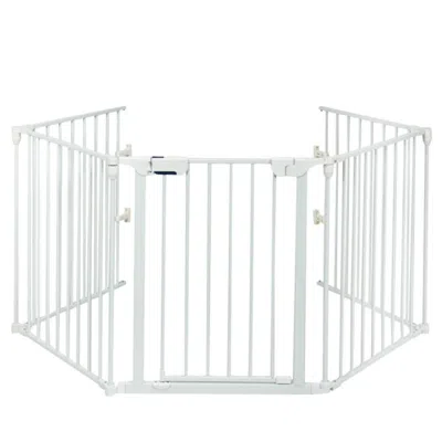 Breebe Hivvago 115 Inch Length 5 Panel Adjustable Wide Fireplace Fence In Silver