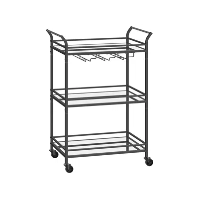 Breebe Home Bar Serving Cart With 3-tier Shelf In Black