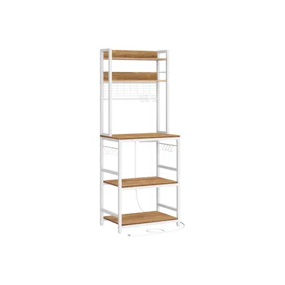 Breebe Hutch Bakers Rack With Power Outlet In Brown