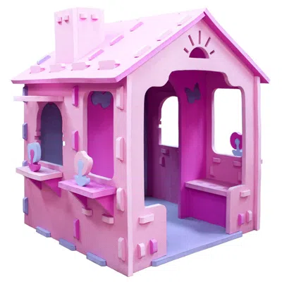 Breebe Indoor Cottage Playset With Roof And Chimney For Creative Play In Purple