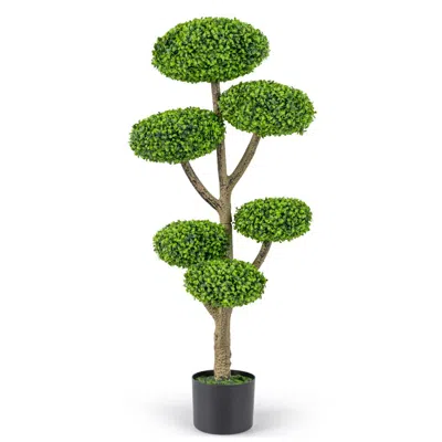 Breebe Indoor Outdoor 6 Balls Topiary Tree With Realistic Trunk And Weighted Cement-filled Base In Green