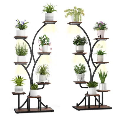 Breebe Indoor Plant Stand With Grow Lights 58" Tall 8-tier Corner Metal Plant Shelf In Multi