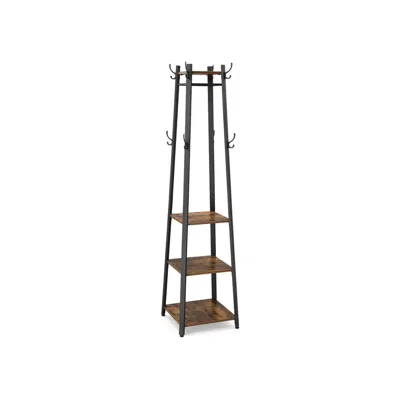 Breebe Industrial 3 Shelves Coat Stand With Hooks